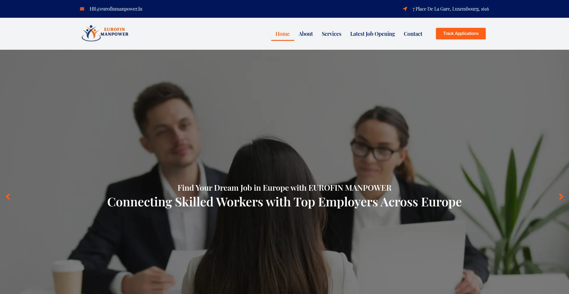 Website screenshot of Eurofinmanpower.lu
