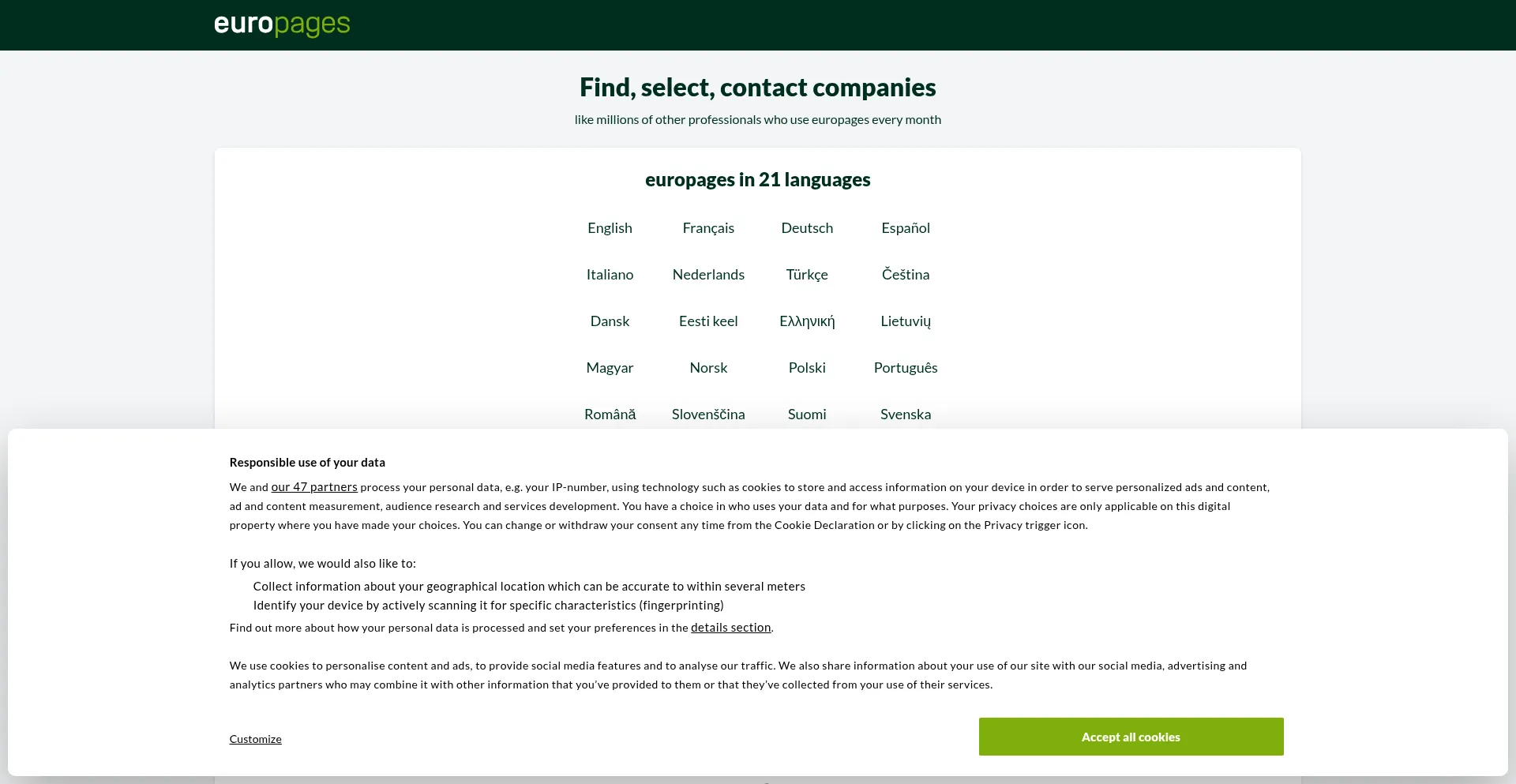 Europages.com Screenshot