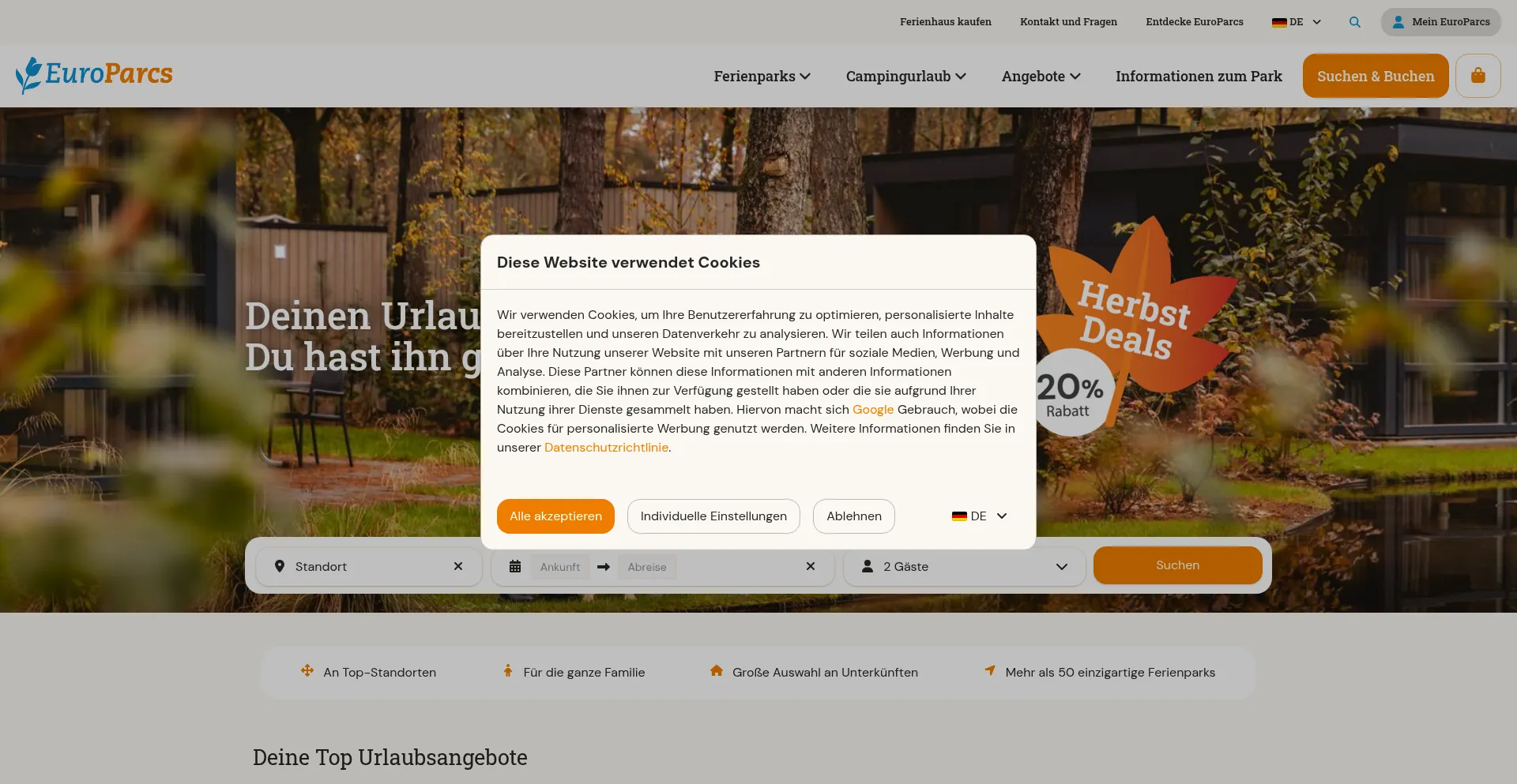 Europarcs.de Screenshot