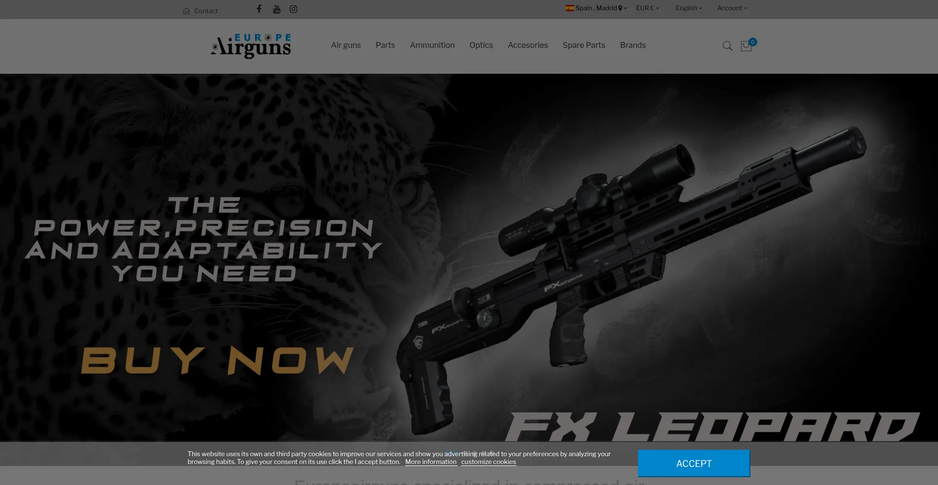 Website screenshot of Europeairguns.com
