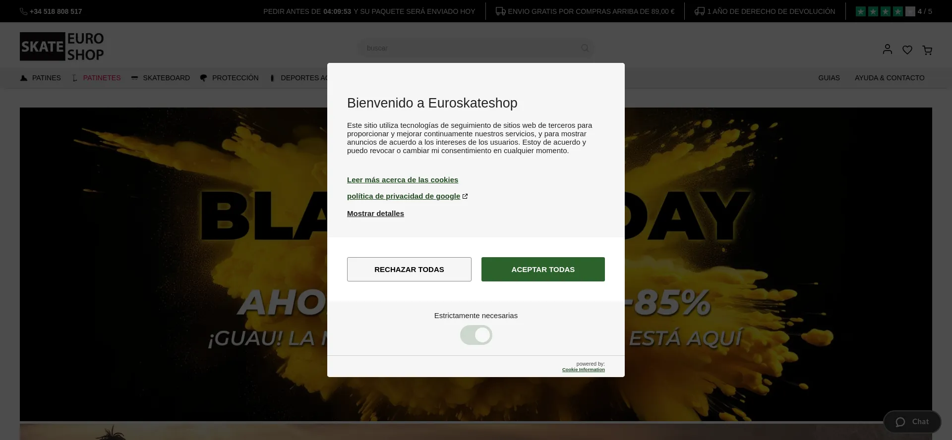 Website screenshot of Euroskateshop.es