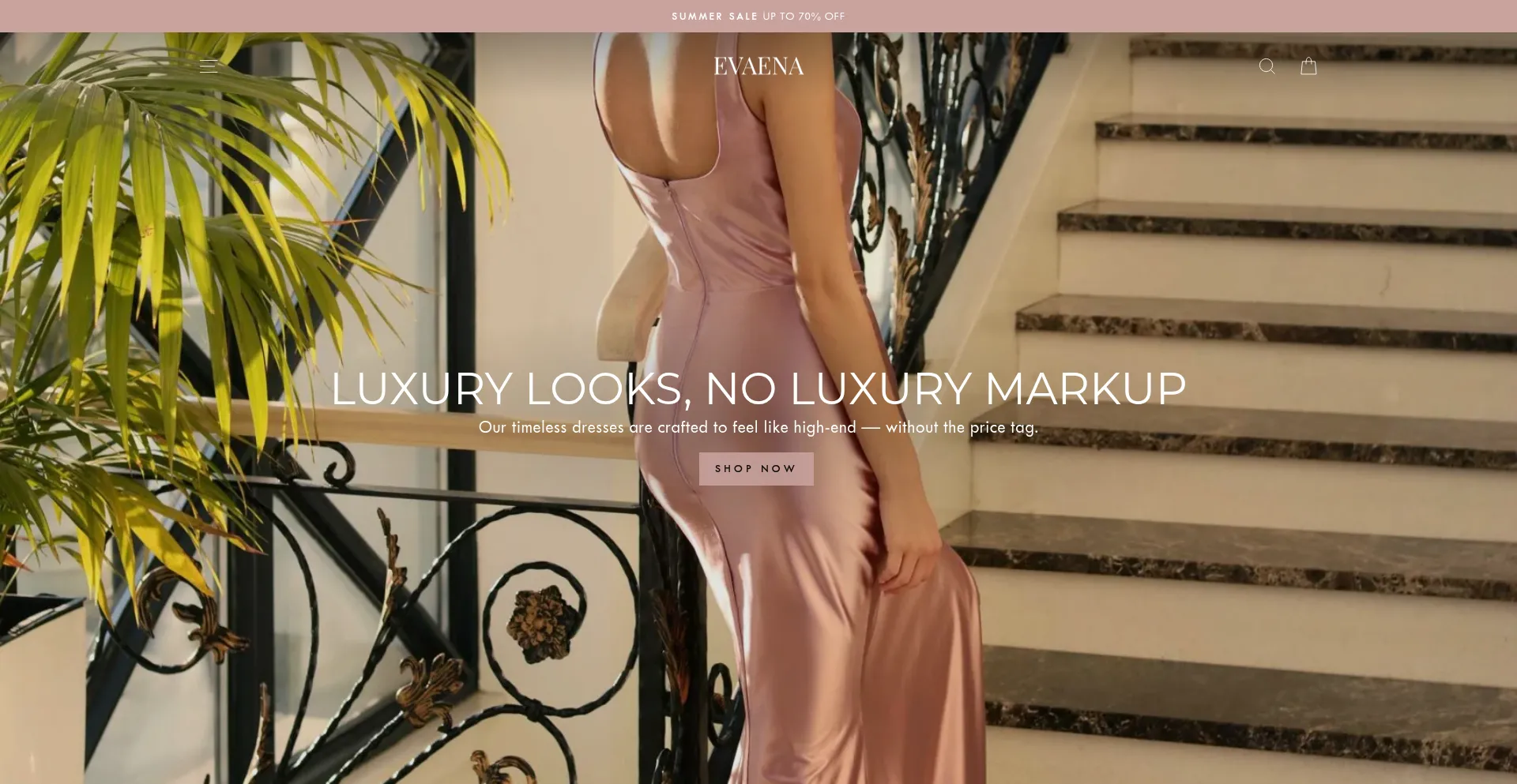 Website screenshot of Evaena.com