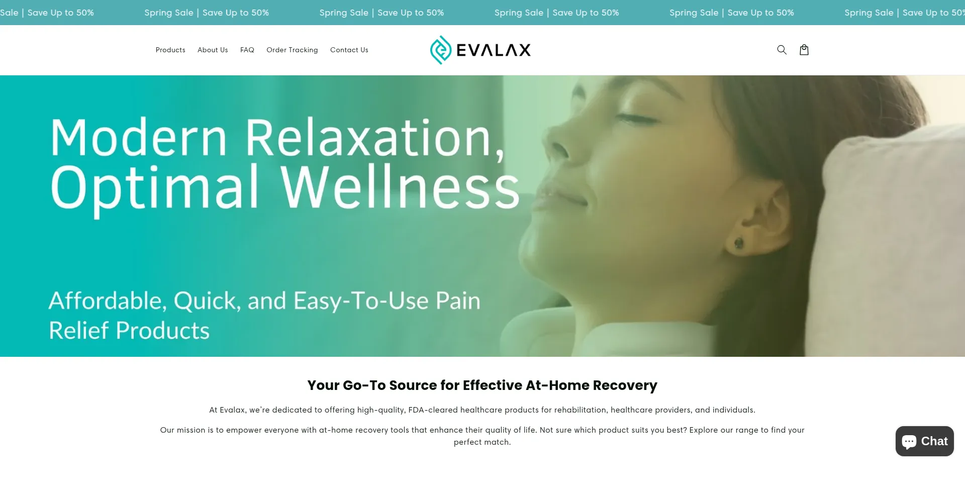 Website screenshot of Evalax.com