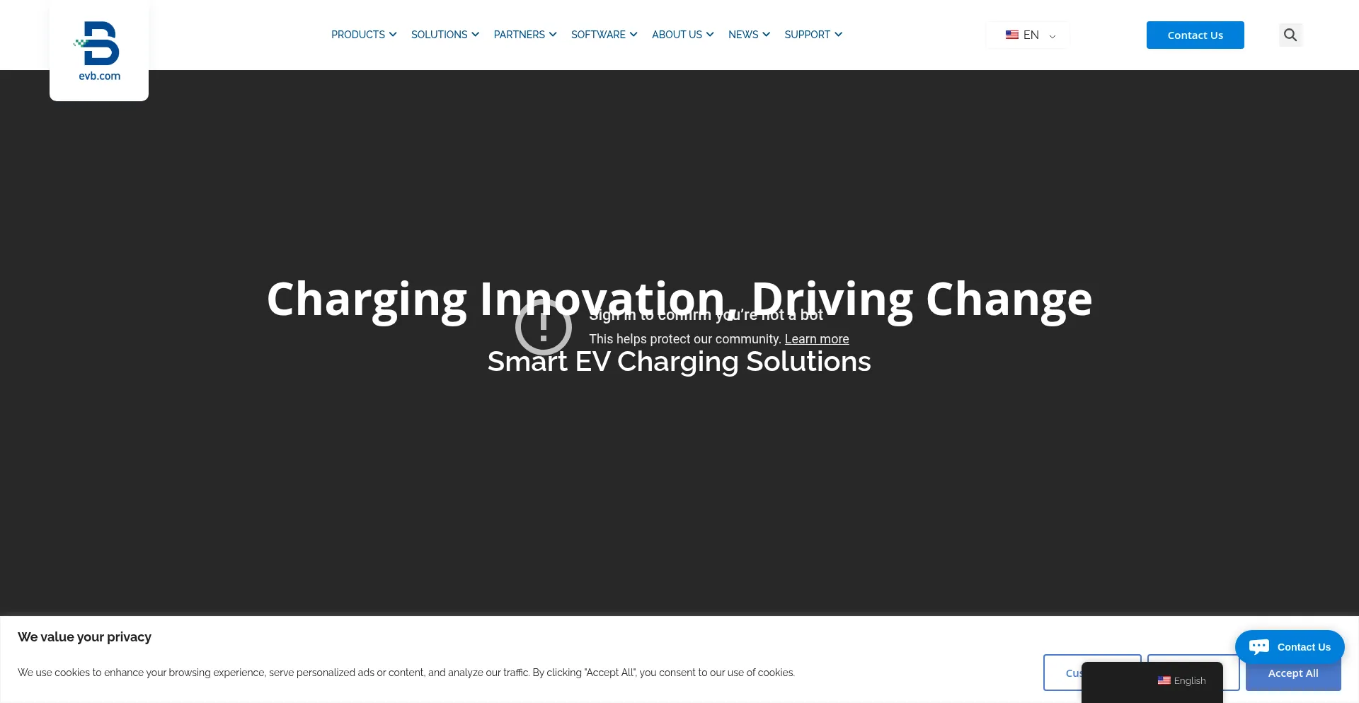 Website screenshot of Evb.com