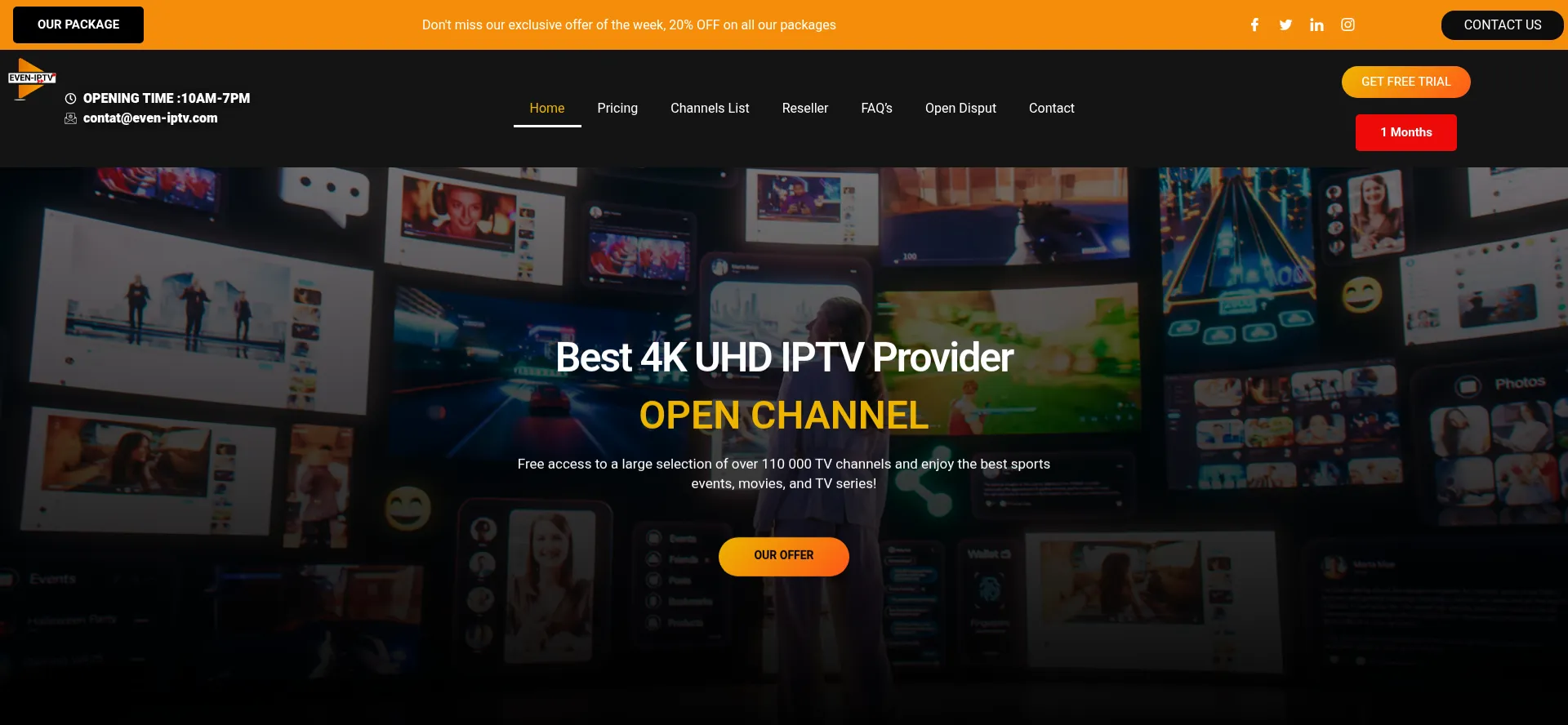 Website screenshot of Even-iptv.com