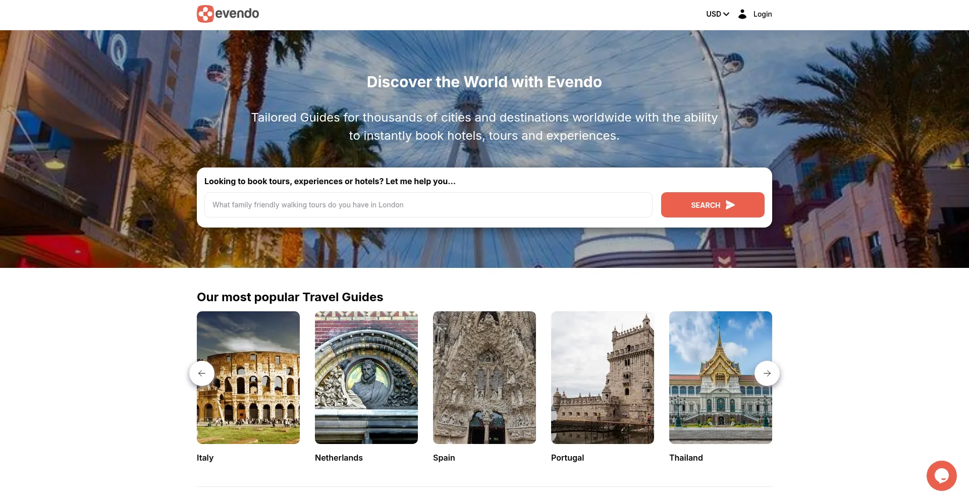Website screenshot of Evendo.com