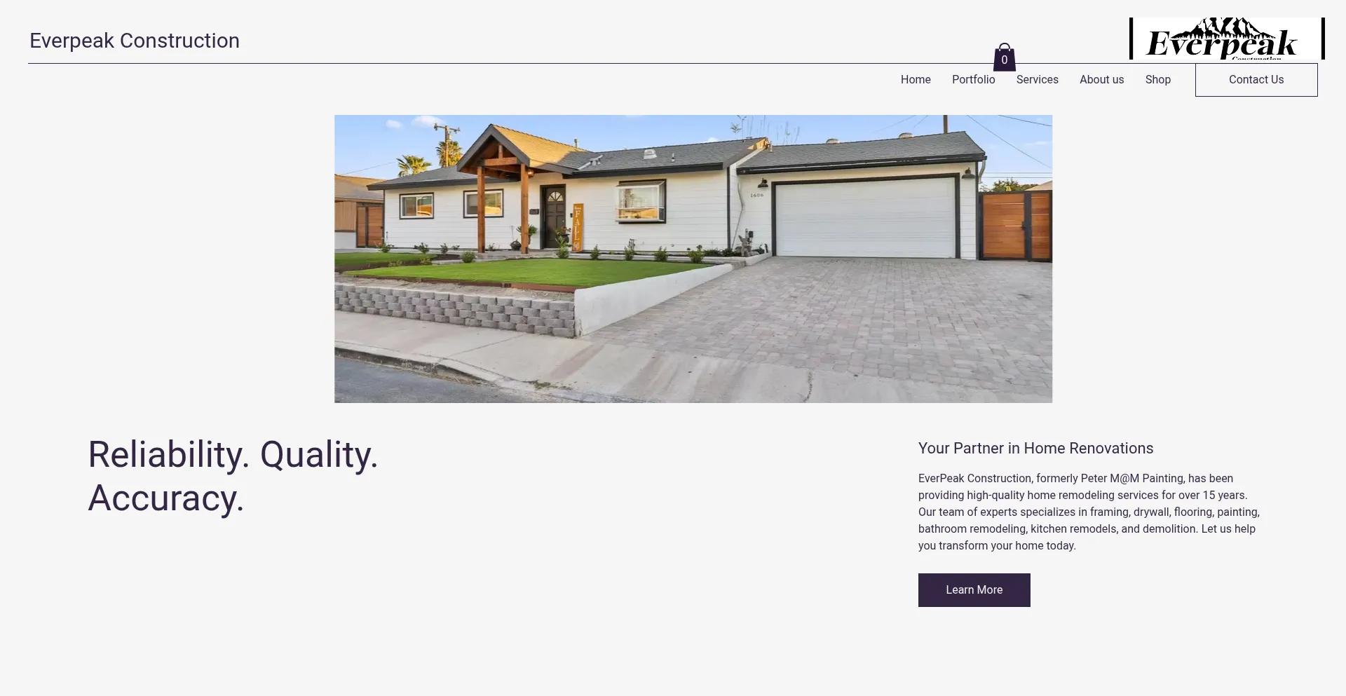 Website screenshot of Ever-peakconstruction.com