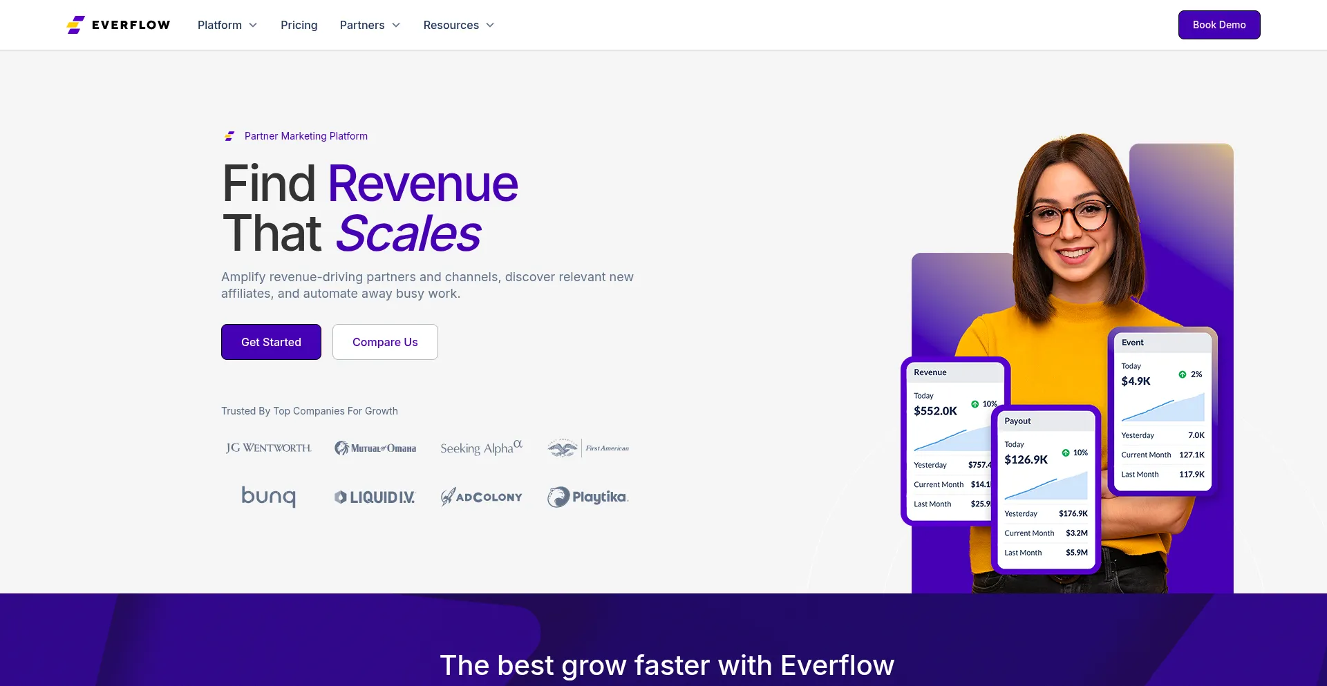 Website screenshot of Everflow.io