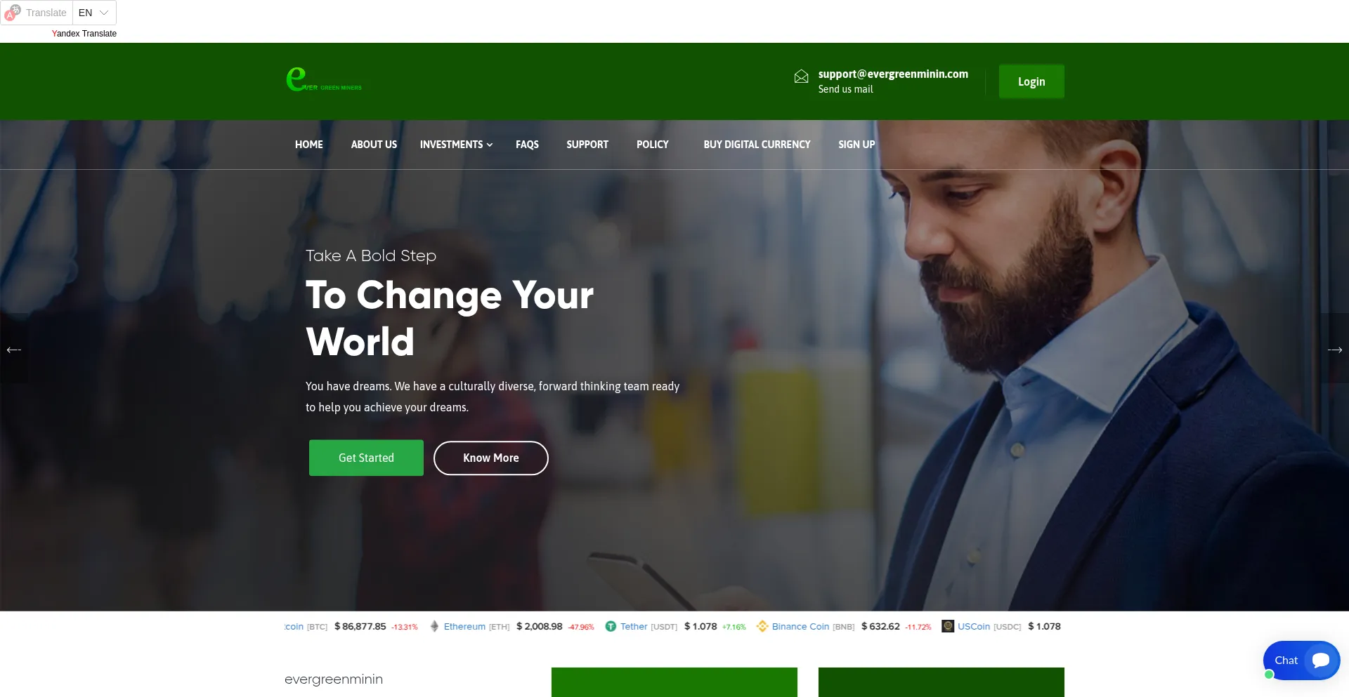 Website screenshot of Evergreenminin.com