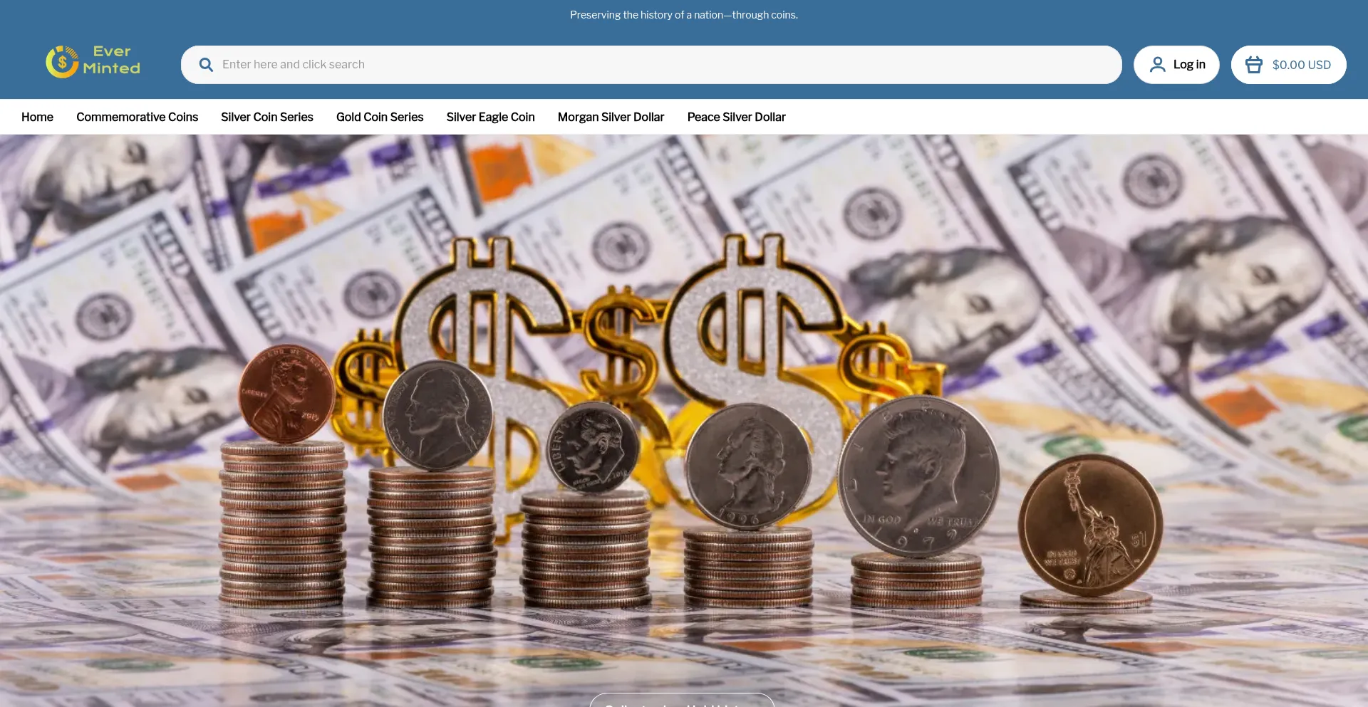 Website screenshot of Everminted.com