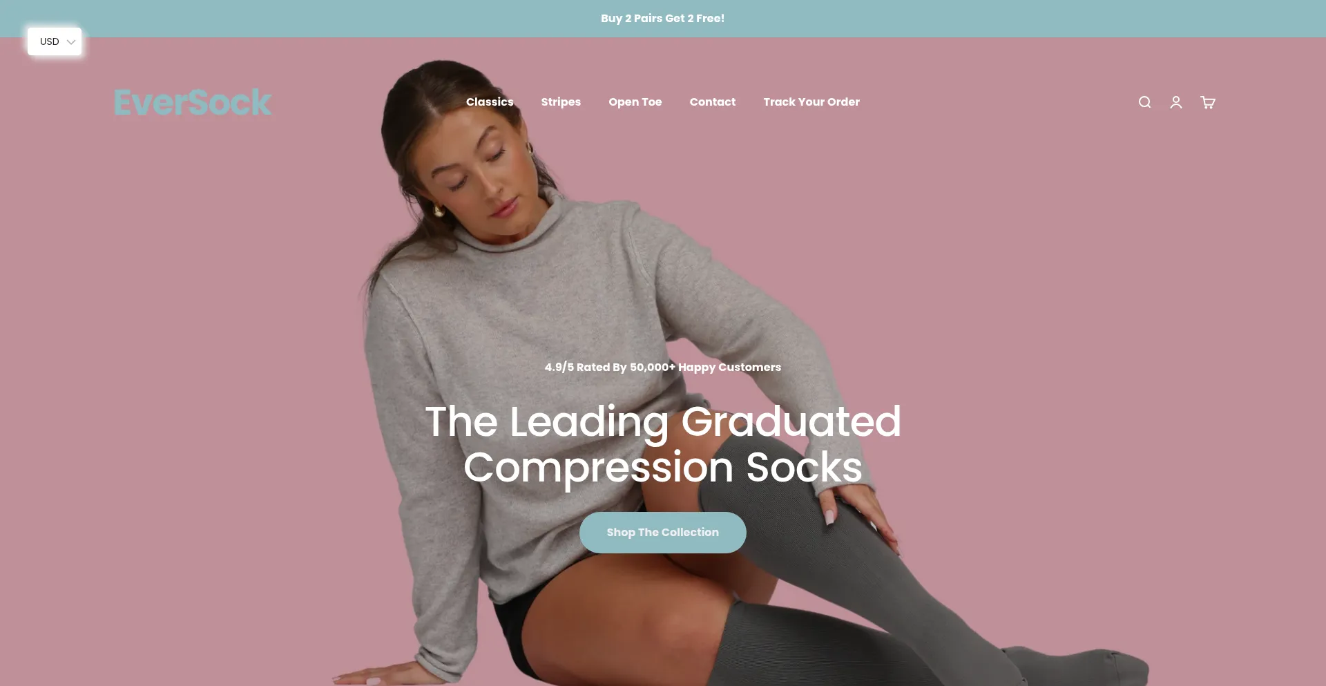 Website screenshot of Eversock.com