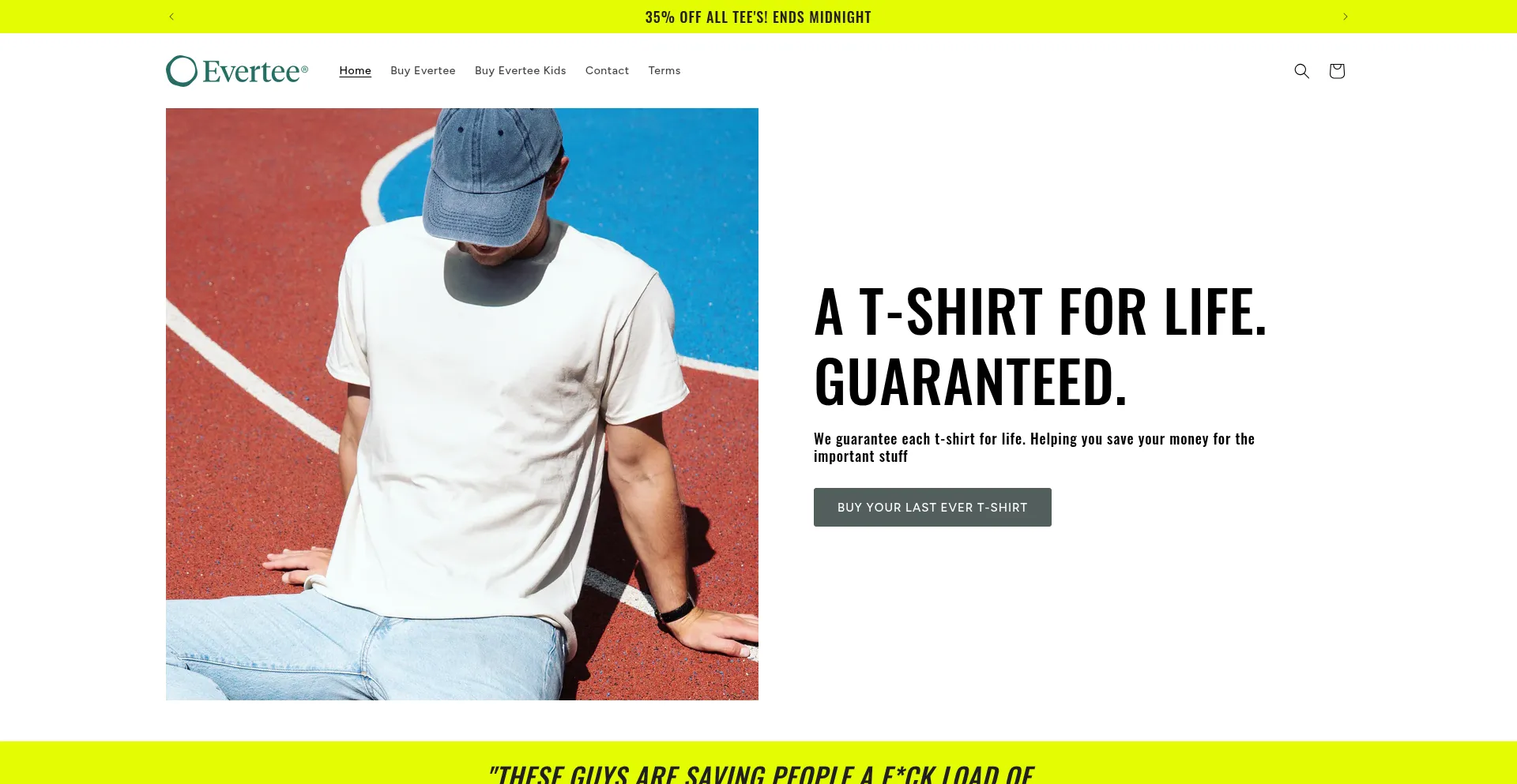 Website screenshot of Evertee.co.uk
