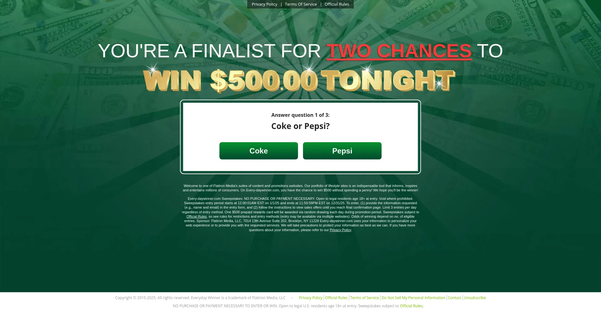 Website screenshot of Every-daywinner.com
