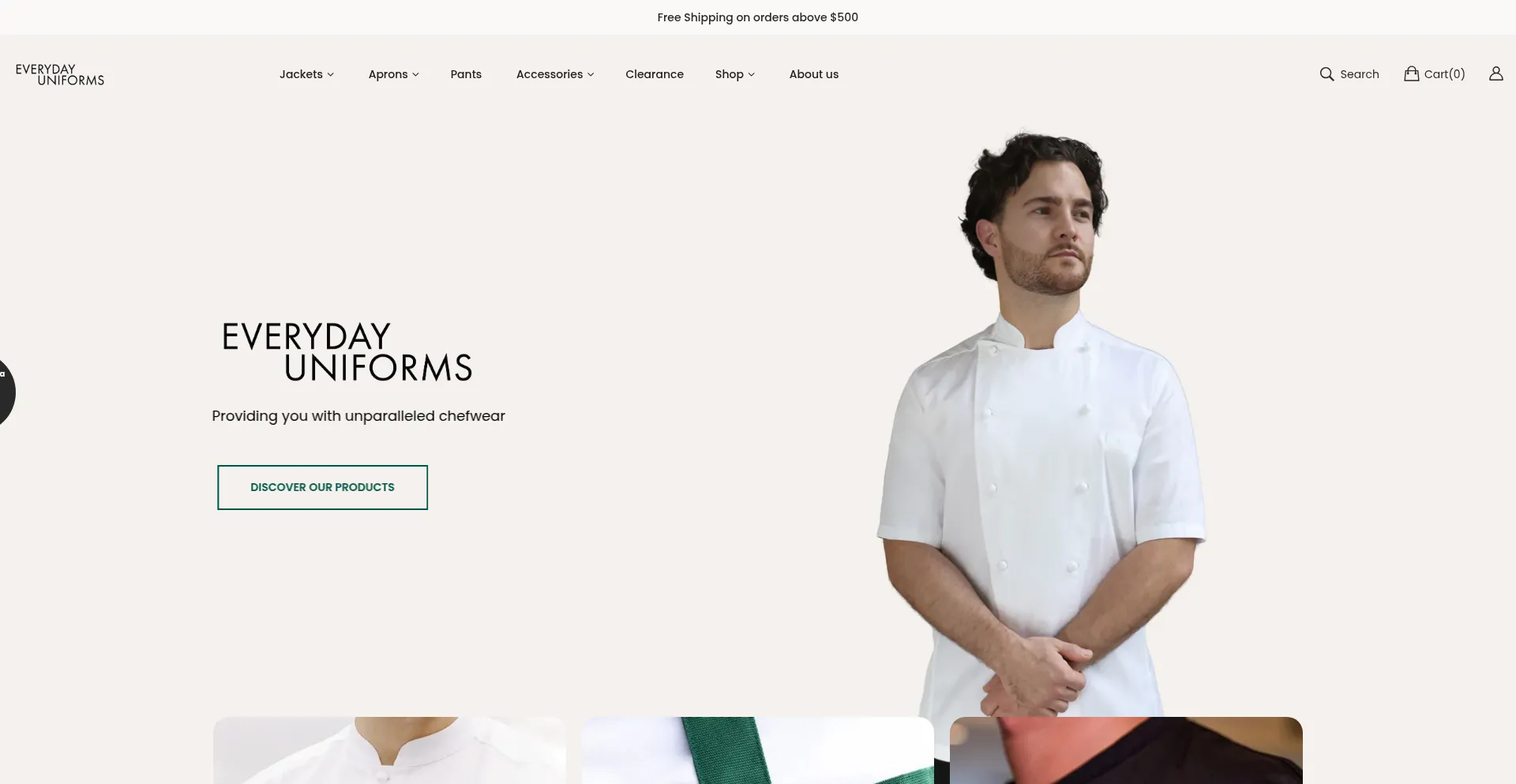 Website screenshot of Everyday-uniforms.com