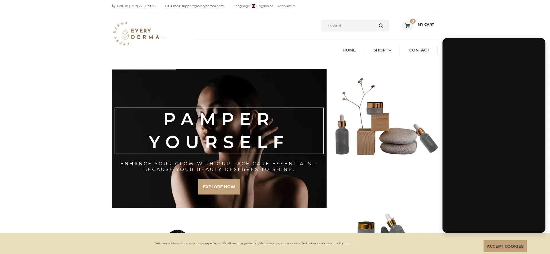 Website screenshot of Everyderma.com