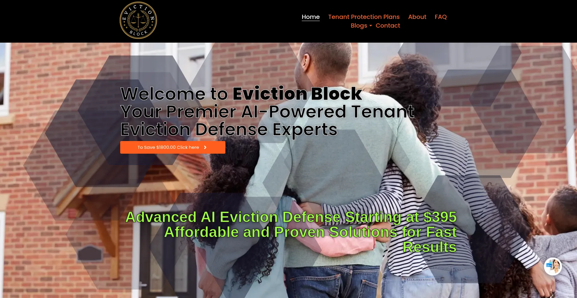 Website screenshot of Evictionblock.com