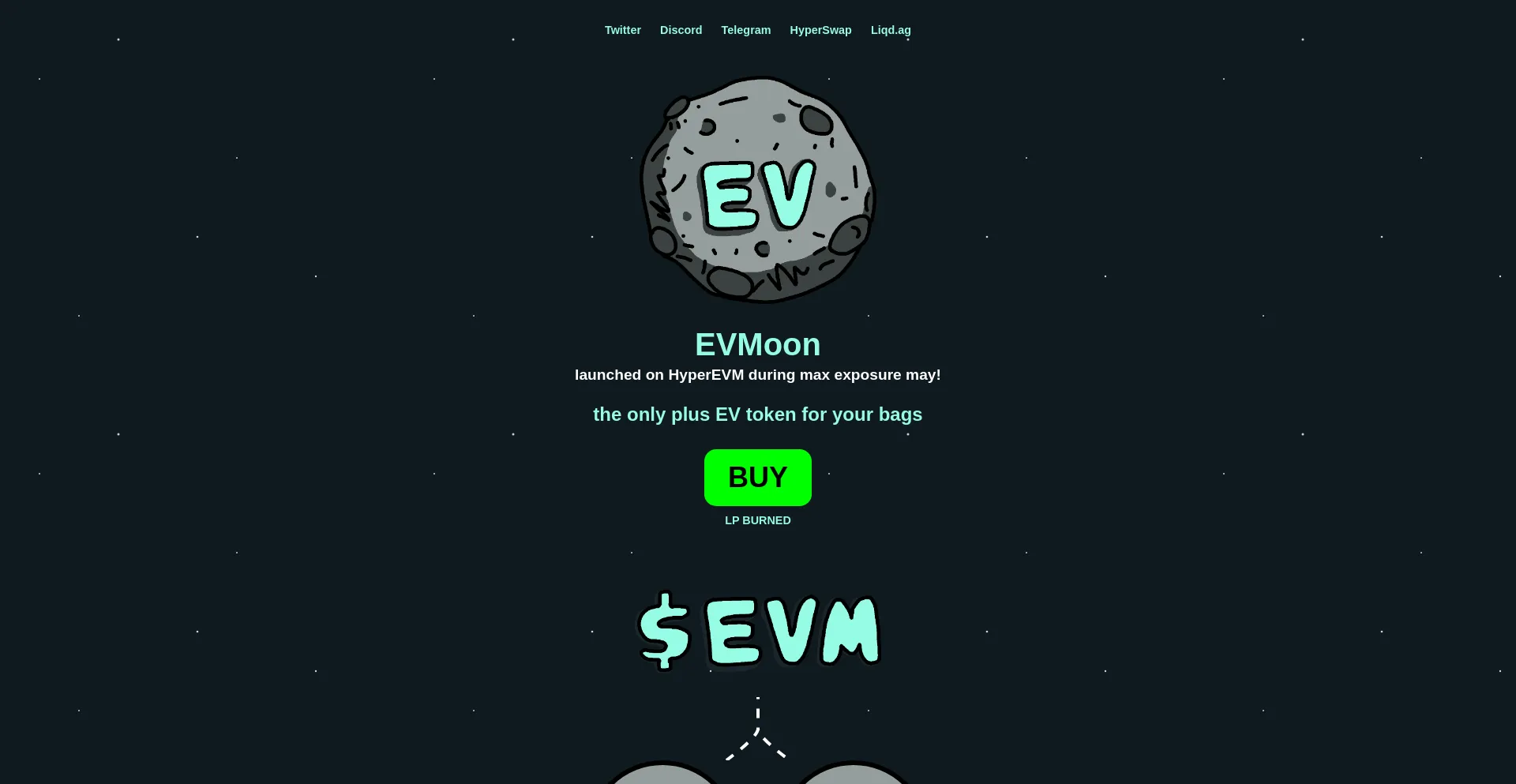 Website screenshot of Evmoon.xyz