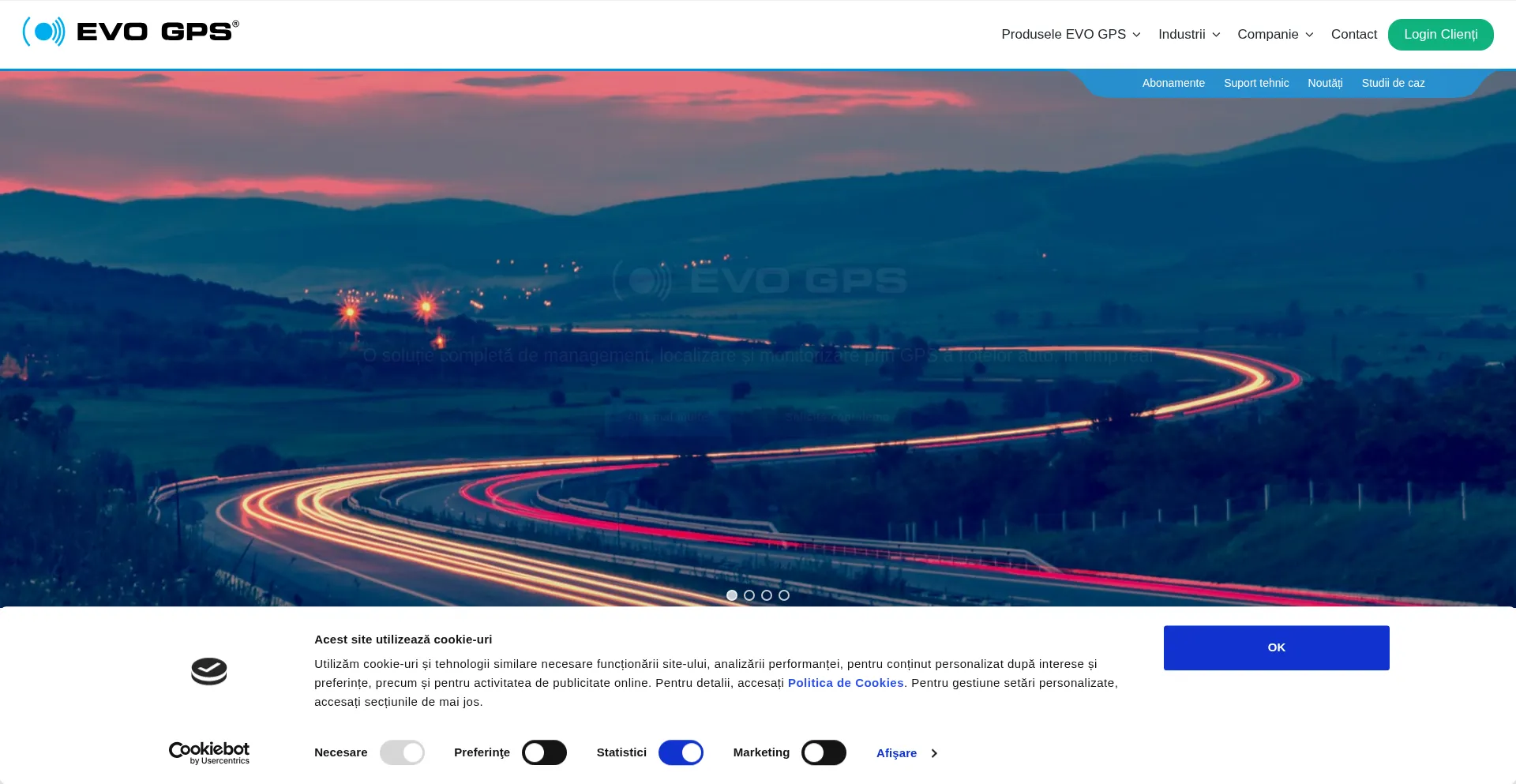 Website screenshot of Evotracking.ro