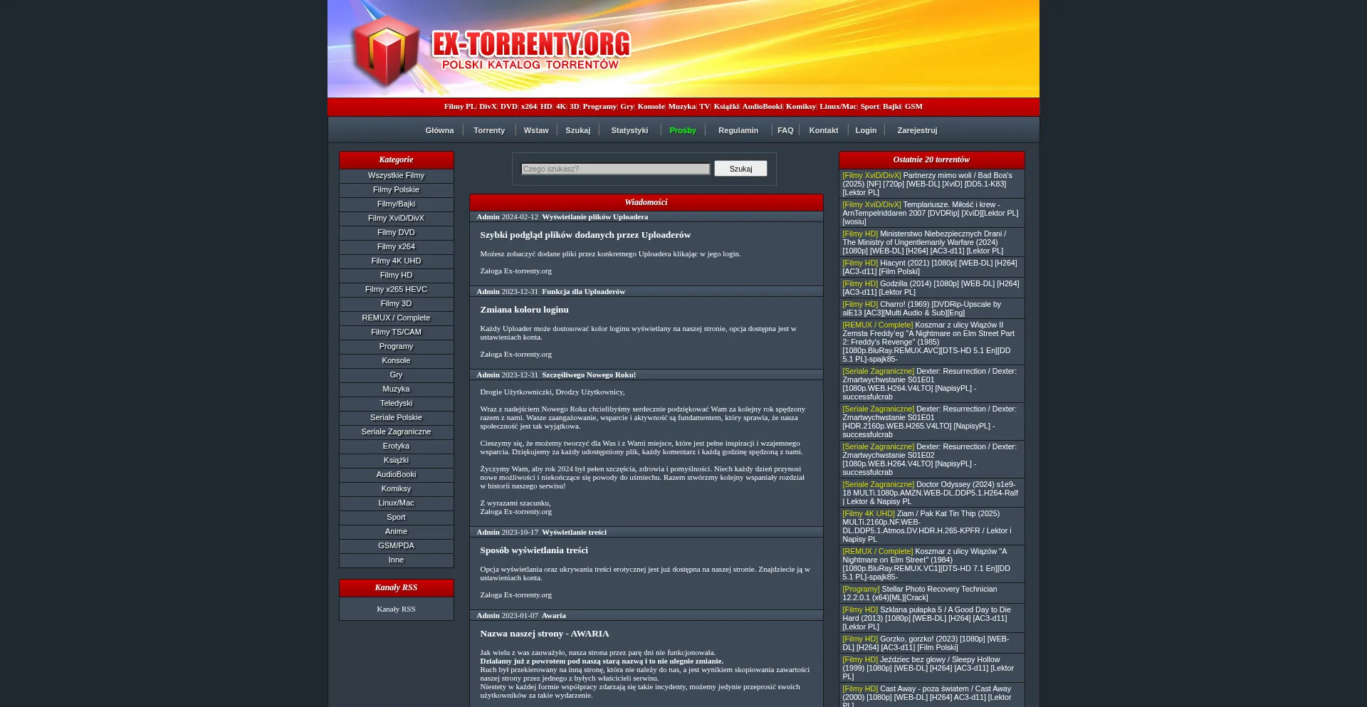 Website screenshot of Ex-torrenty.org