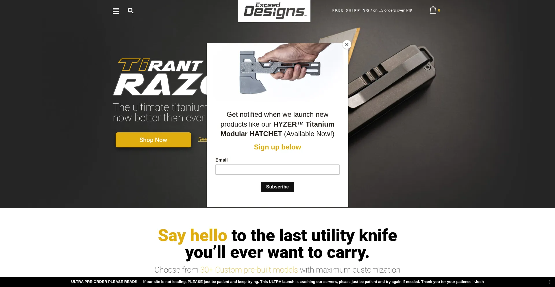 Website screenshot of Exceeddesigns.com