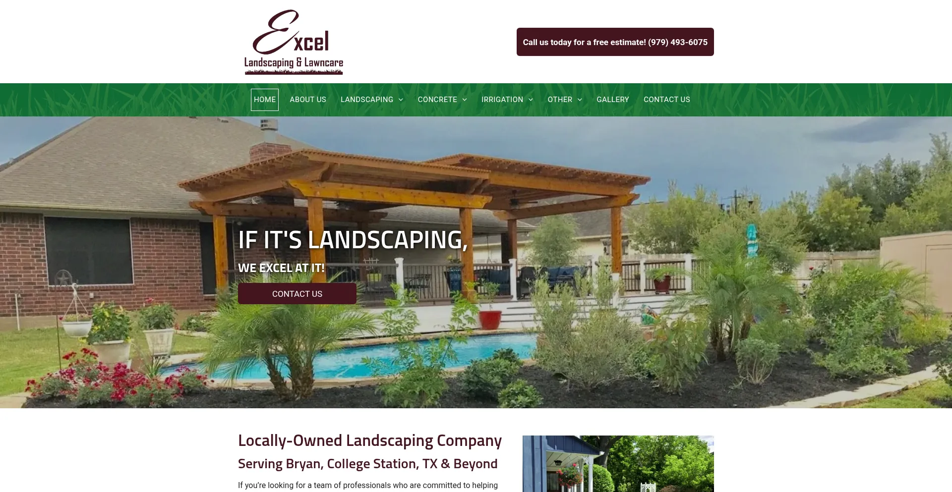 Excellandscapingbcs.com Screenshot