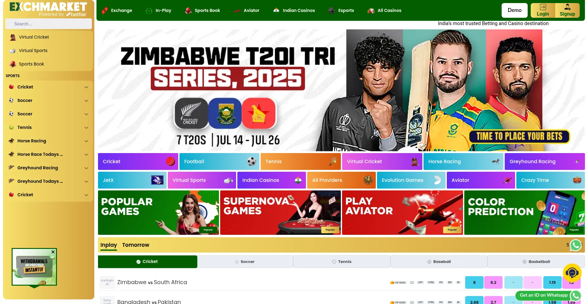 Website screenshot of Exchmarket.net