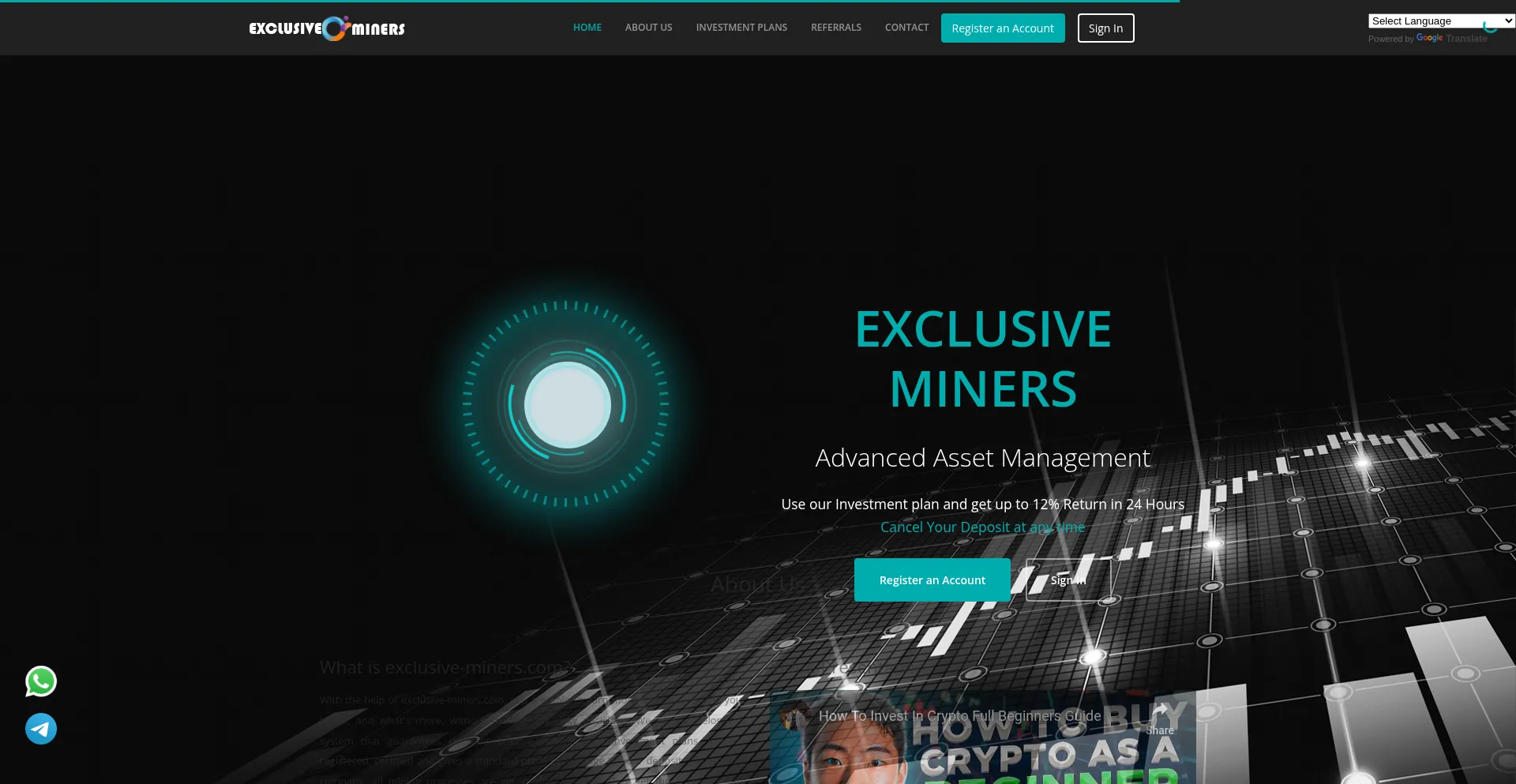 Website screenshot of Exclusive-miners.com