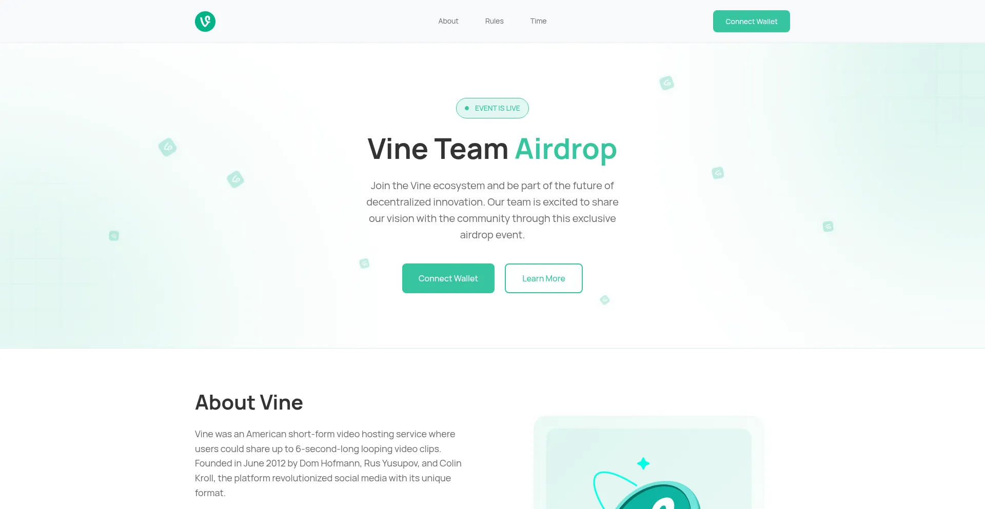 Website screenshot of Exclusive-vinecoin.app