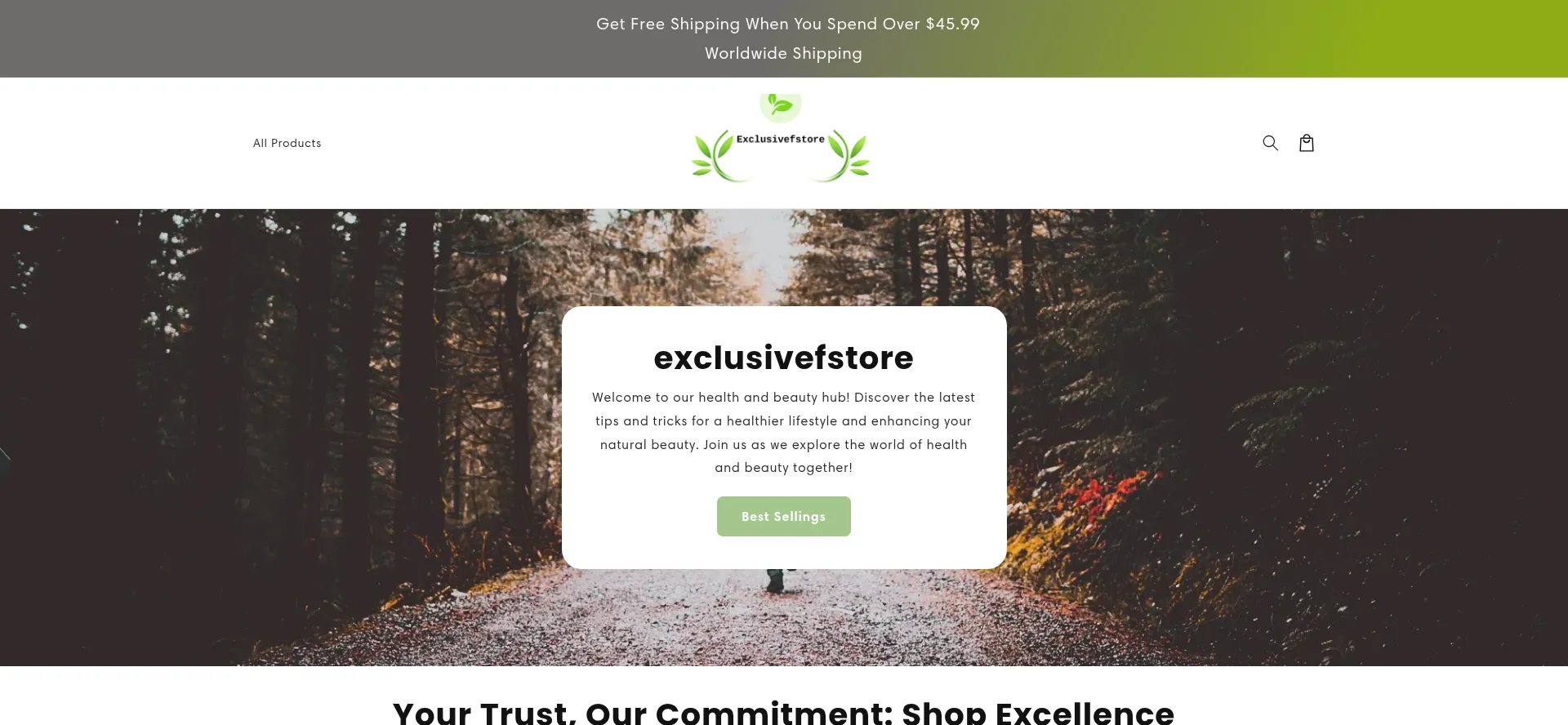 Website screenshot of Exclusivefstore.com