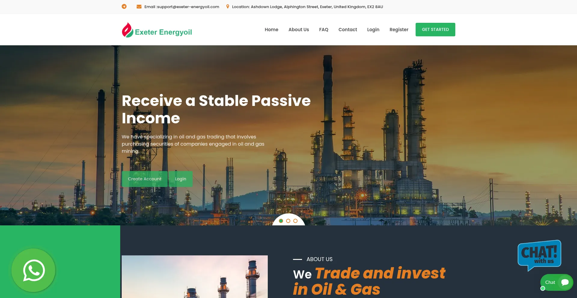 Website screenshot of Exeter-energyoil.com