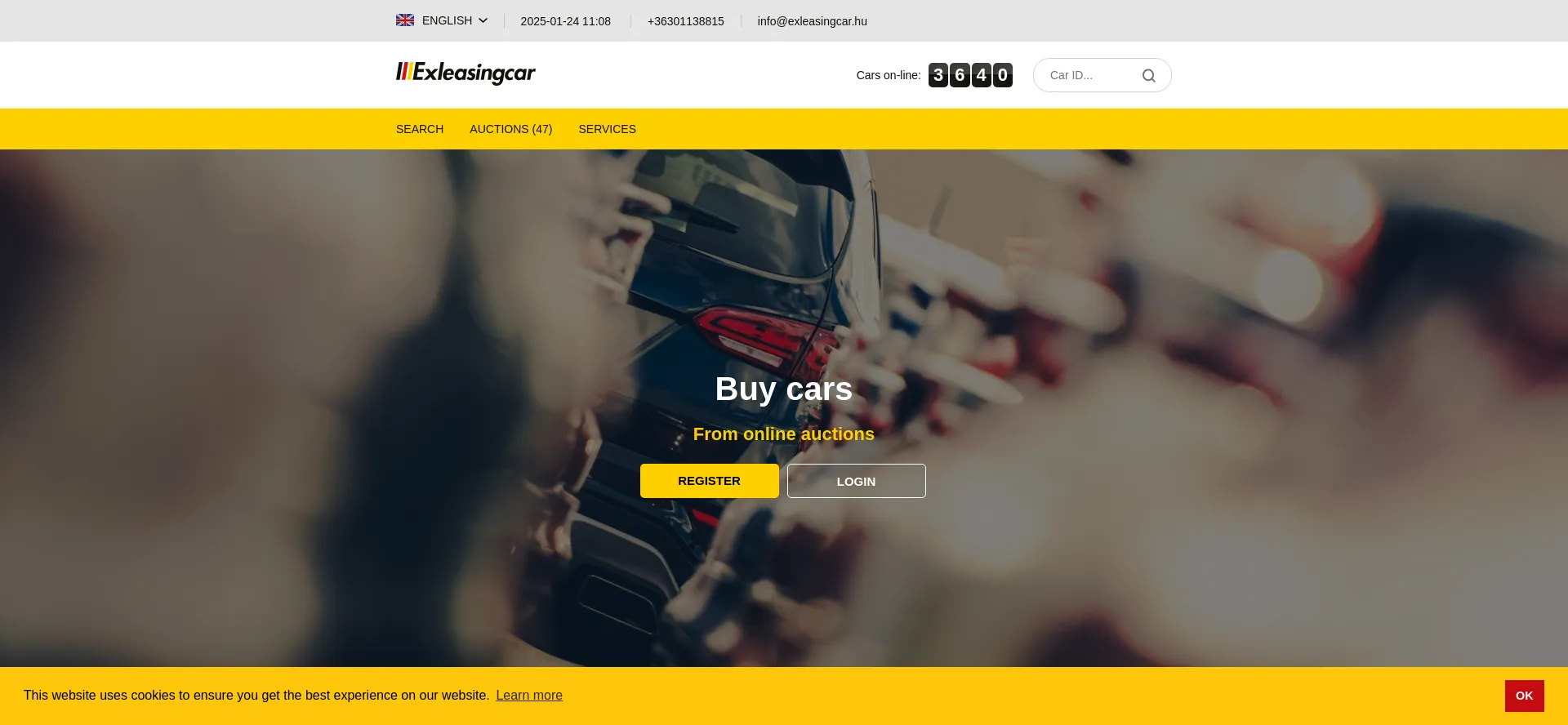 Website screenshot of Exleasingcar.hu