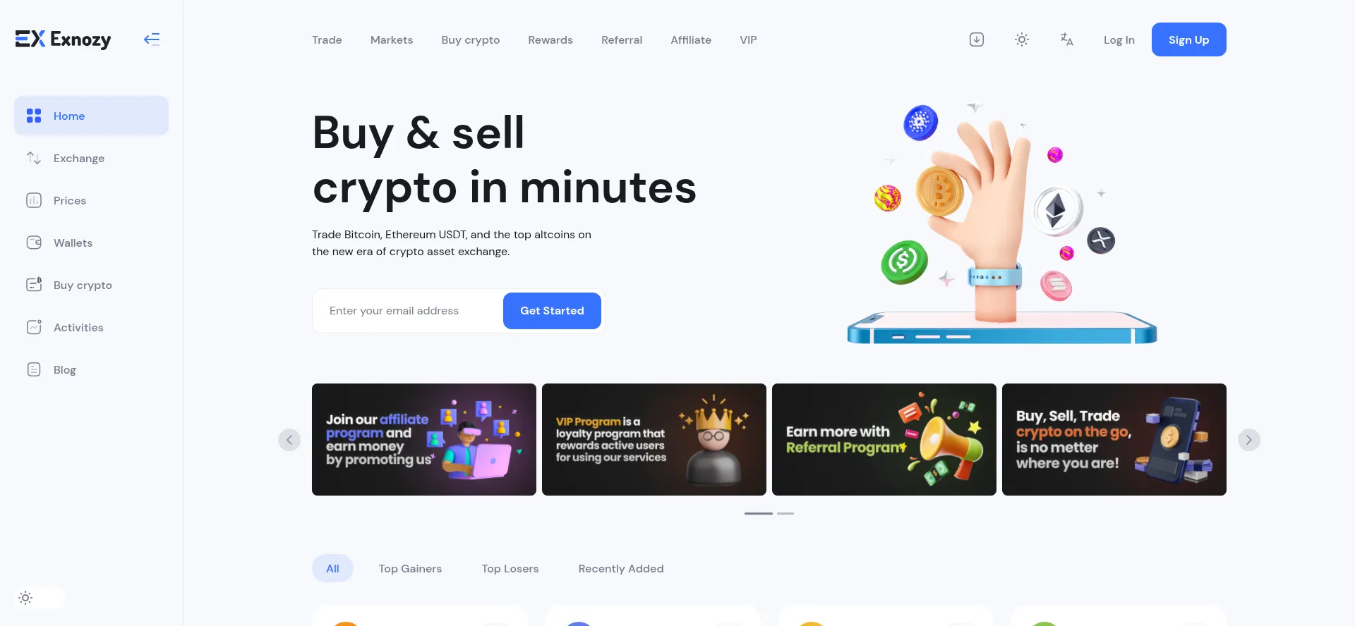 Website screenshot of Exnozy.com