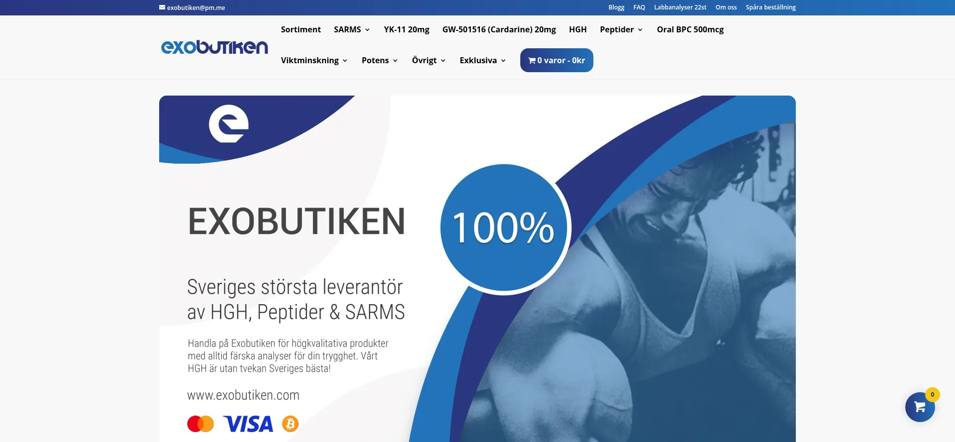 Website screenshot of Exobutiken.com