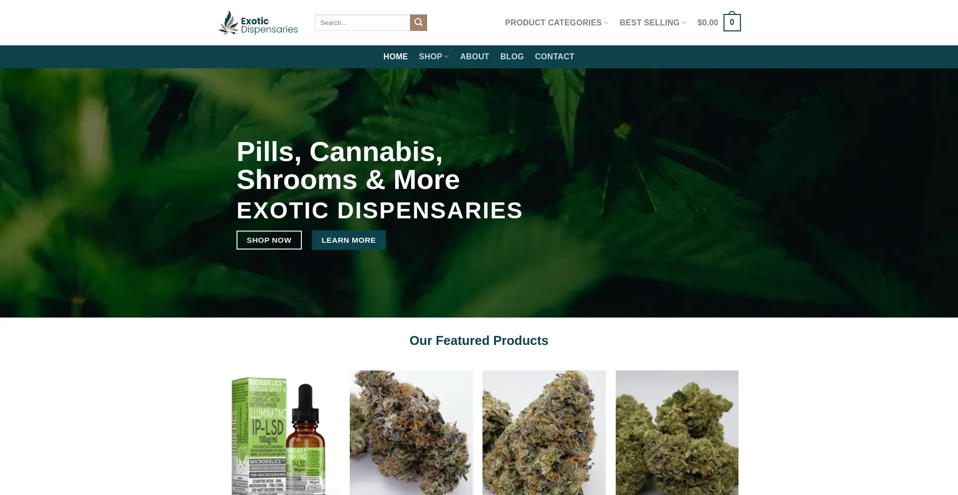 Website screenshot of Exoticdispensaries.com