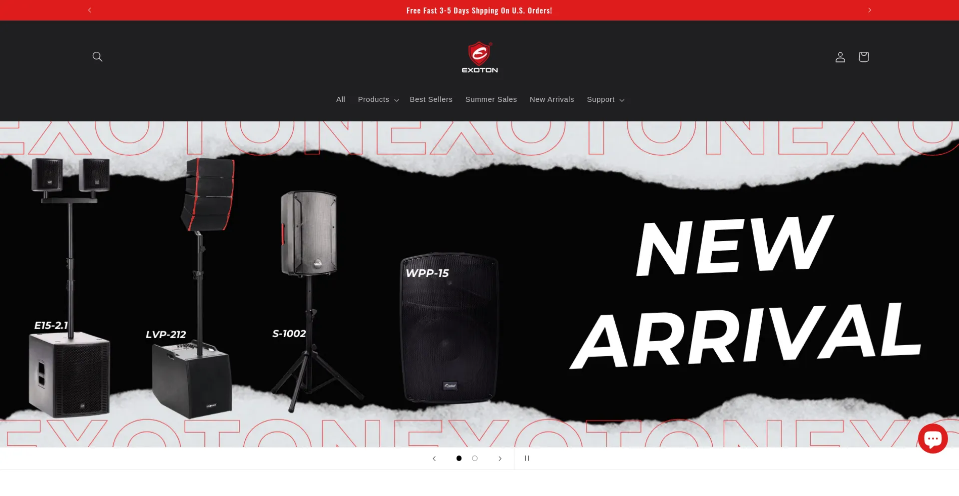Website screenshot of Exotonaudio.com