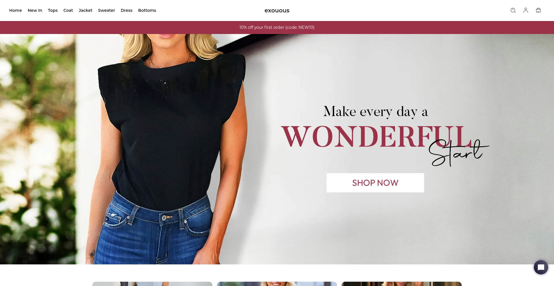 Website screenshot of Exouous.com