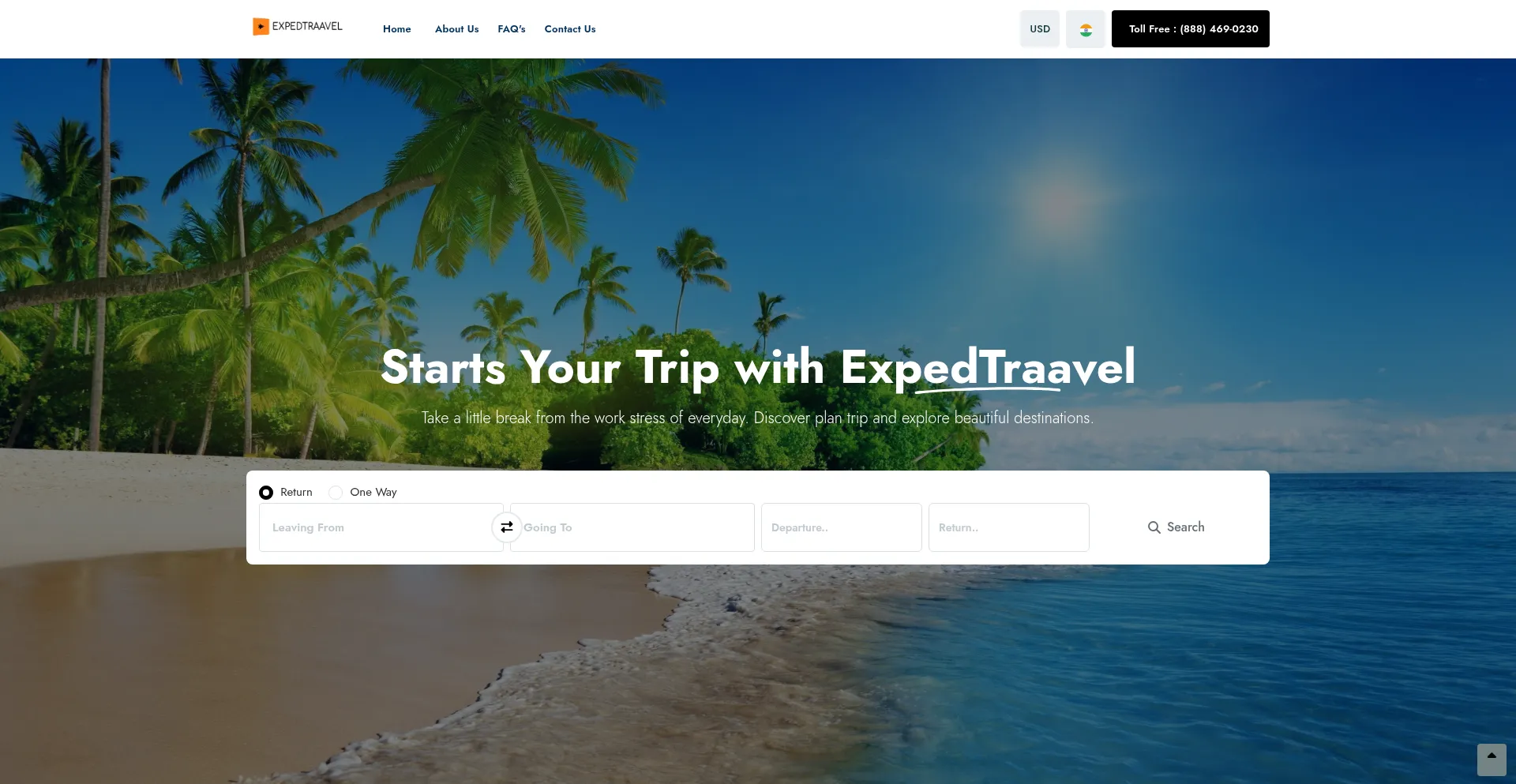 Website screenshot of Expedtraavel.com