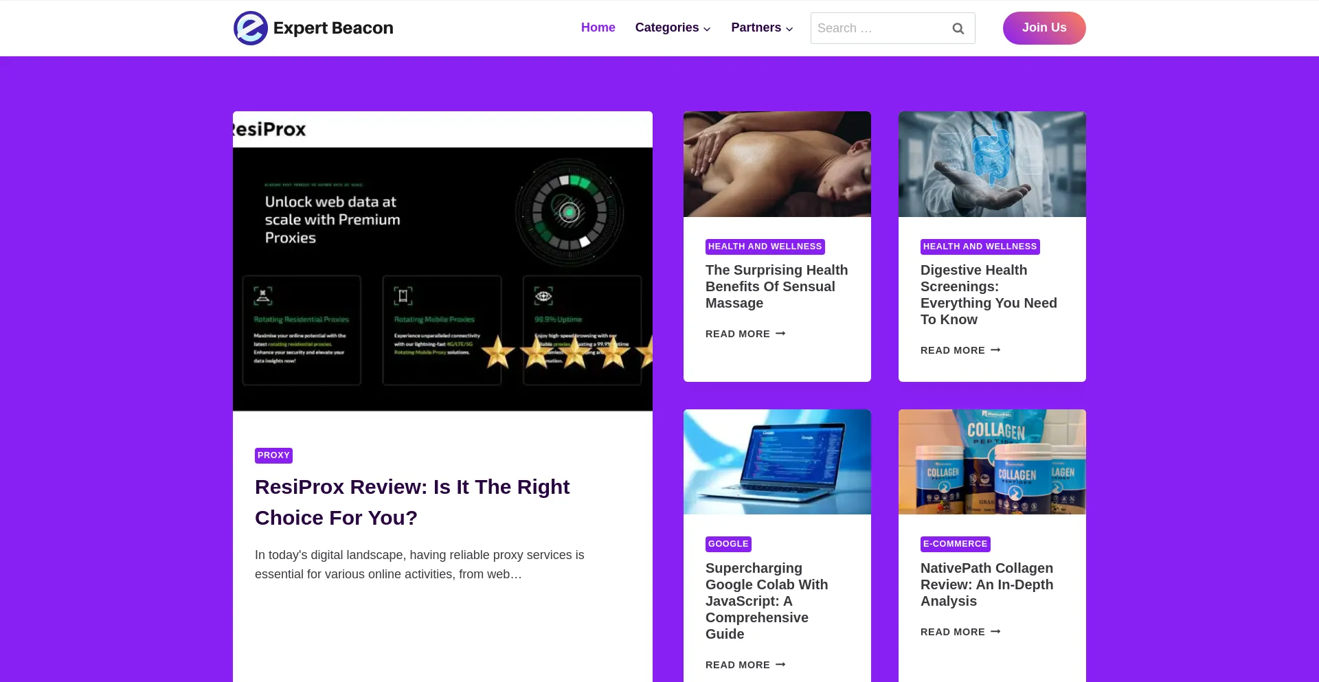 Website screenshot of Expertbeacon.com