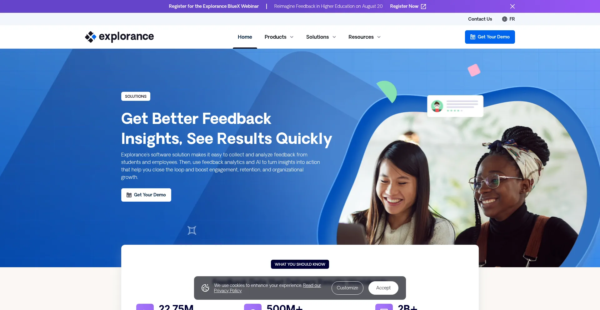 Website screenshot of Explorance.com