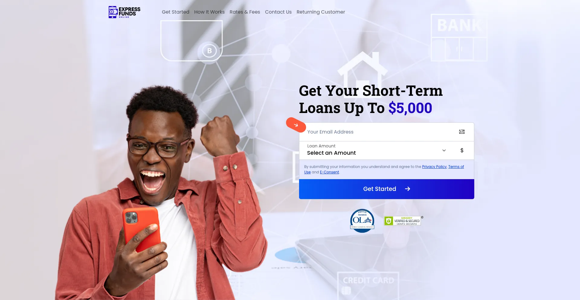 Website screenshot of Expressfundsonline.com