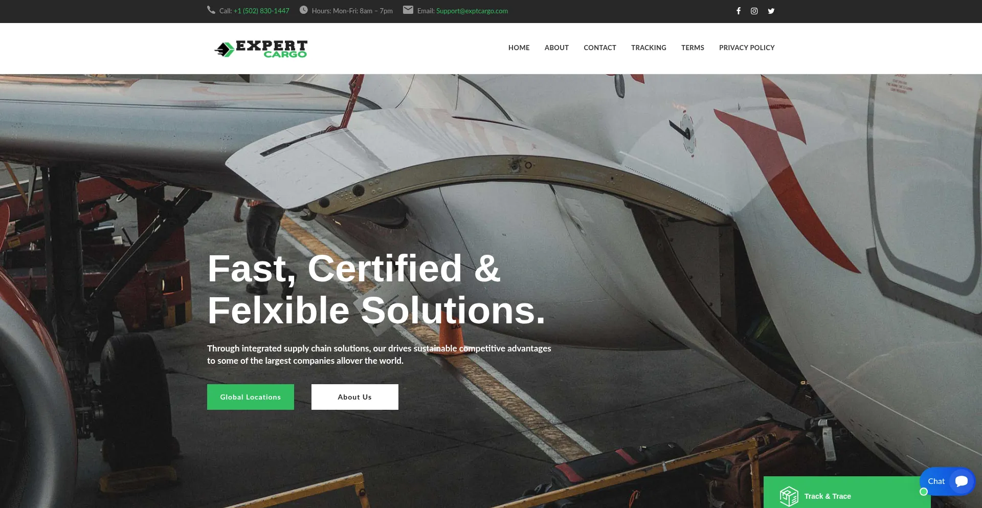 Website screenshot of Exptcargo.com