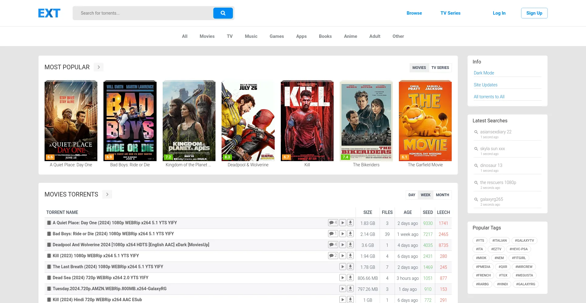 Website screenshot of Ext.to