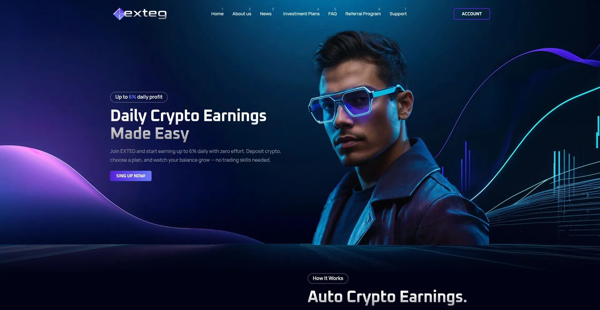 Website screenshot of Exteg.com