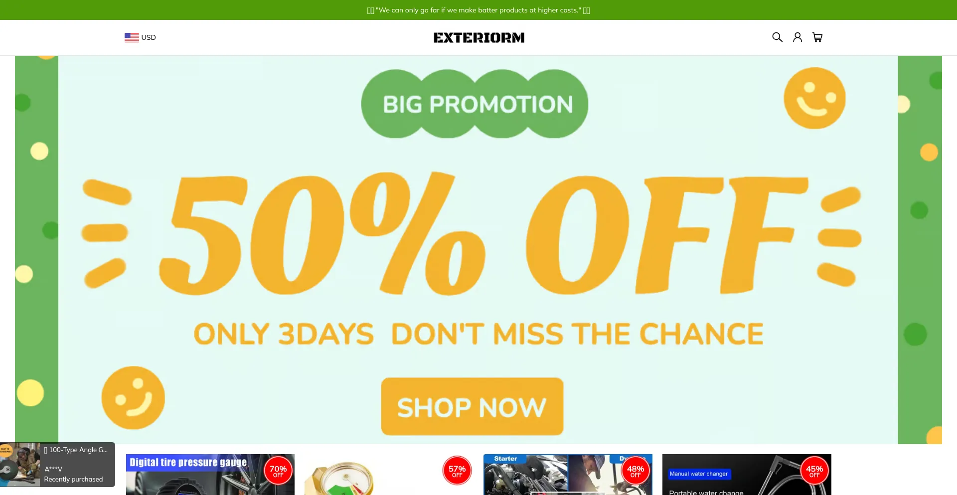 Website screenshot of Exteriorm.com