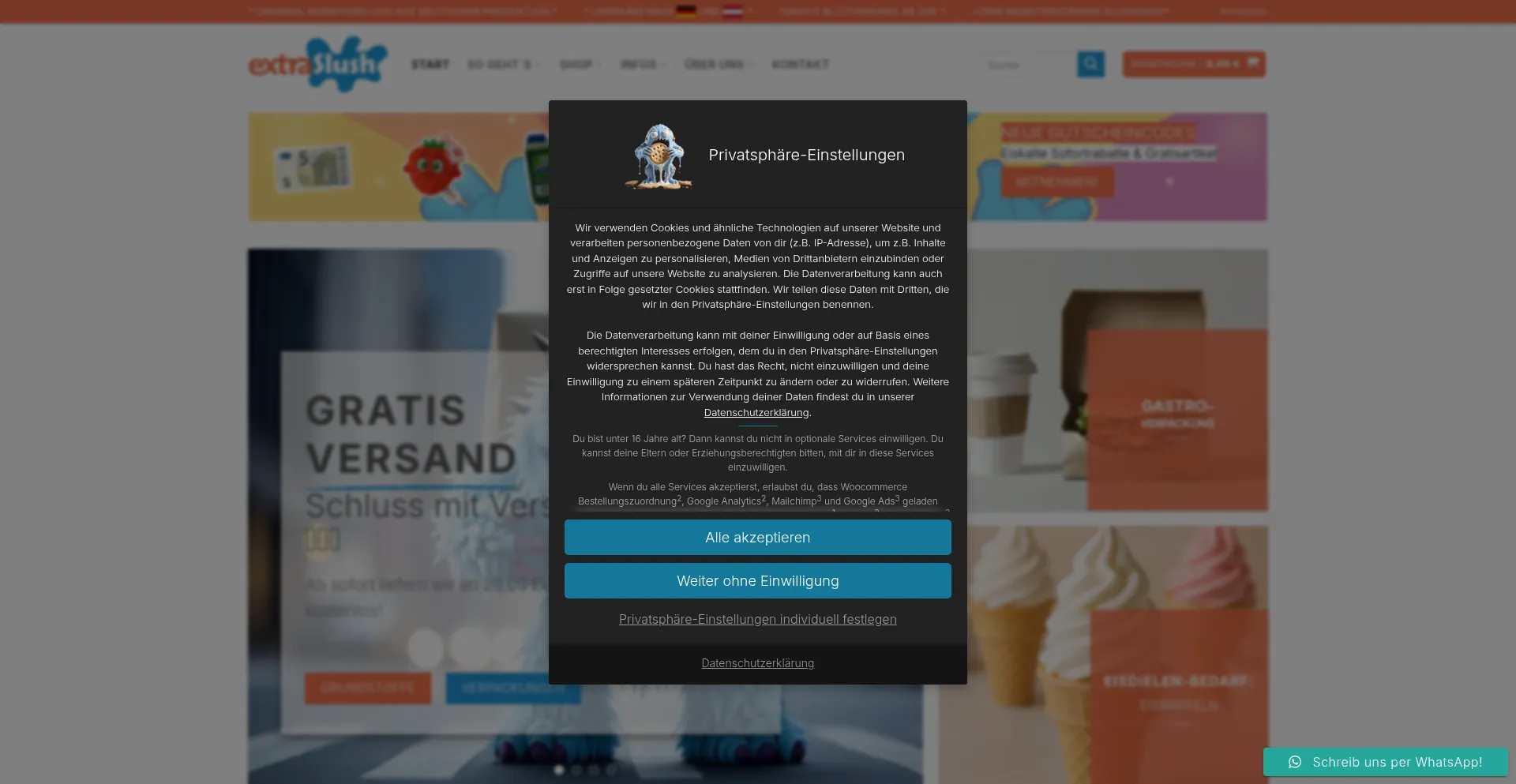 Website screenshot of Extraslush.de