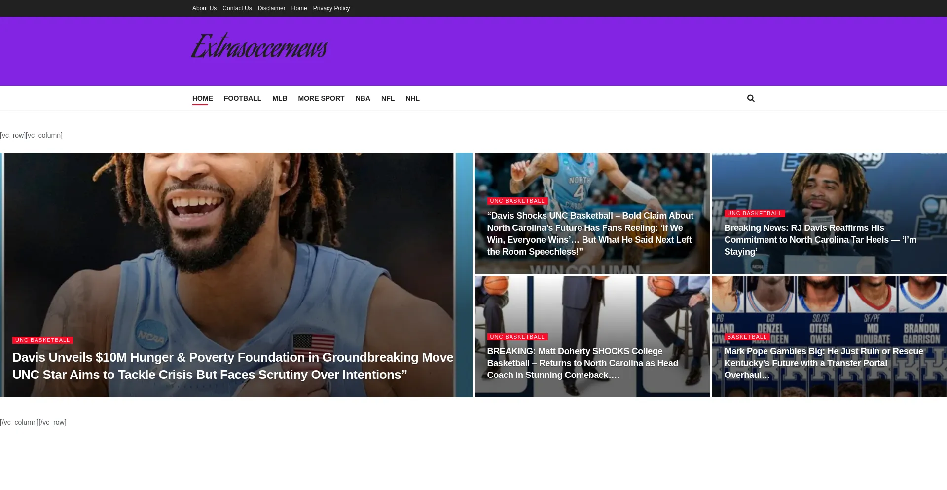 Website screenshot of Extrasoccernews.com