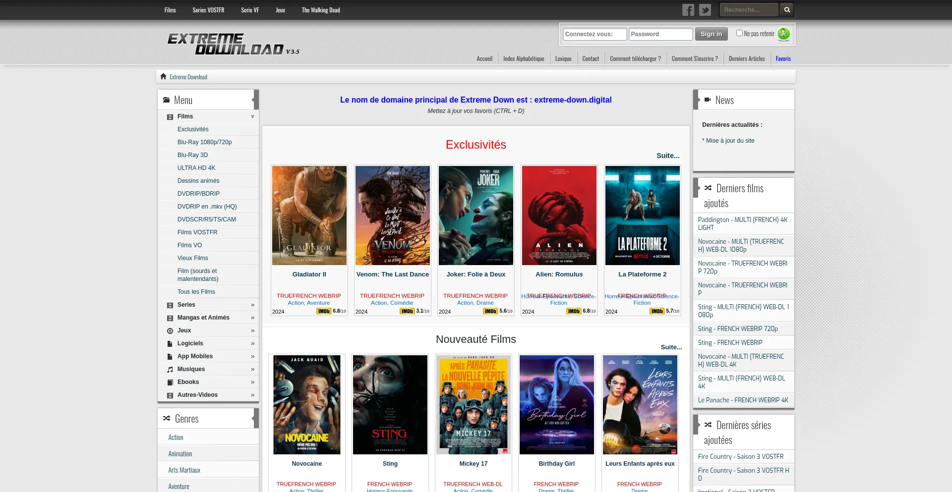 Website screenshot of Extreme-down.digital