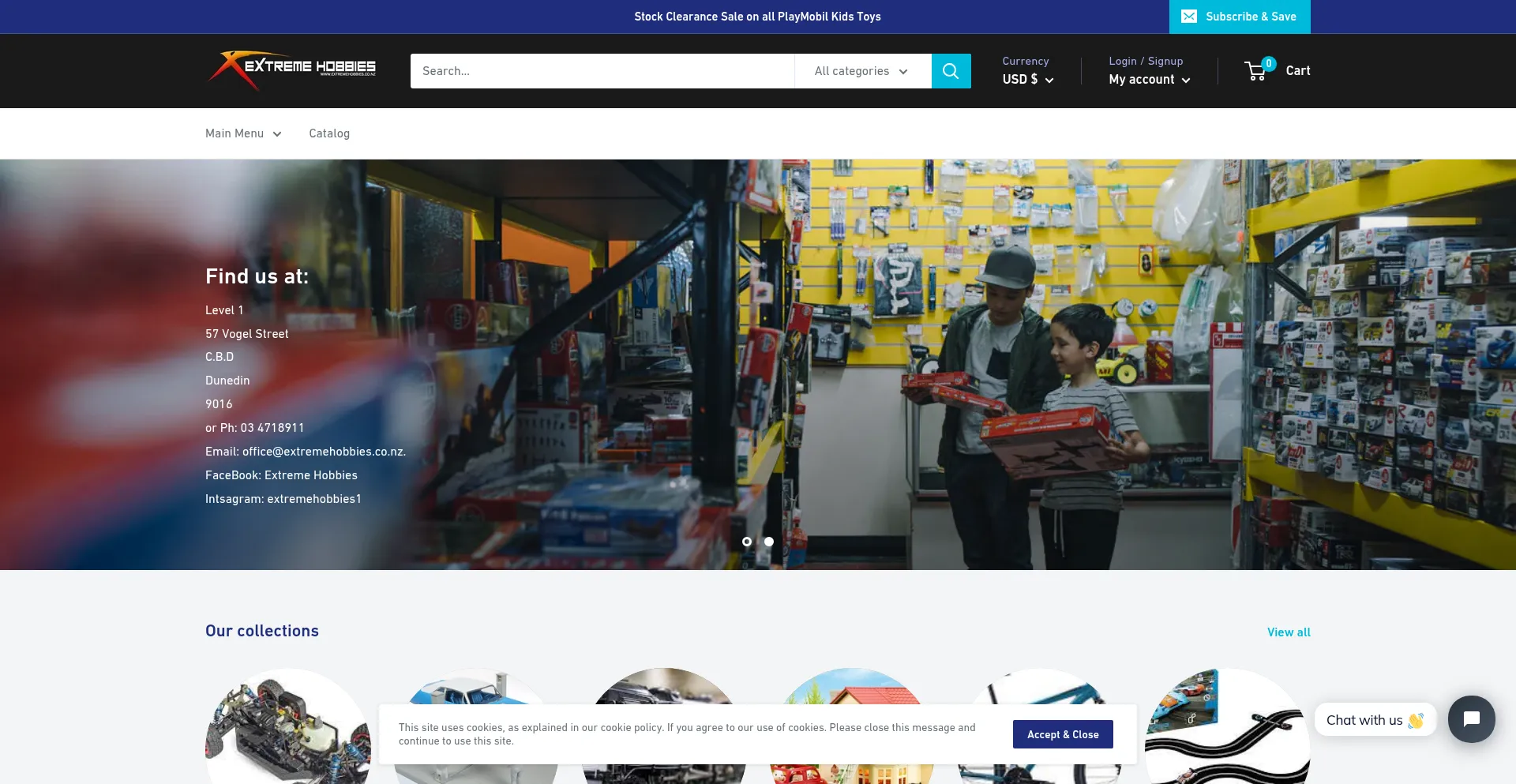 Website screenshot of Extremehobbies.co.nz