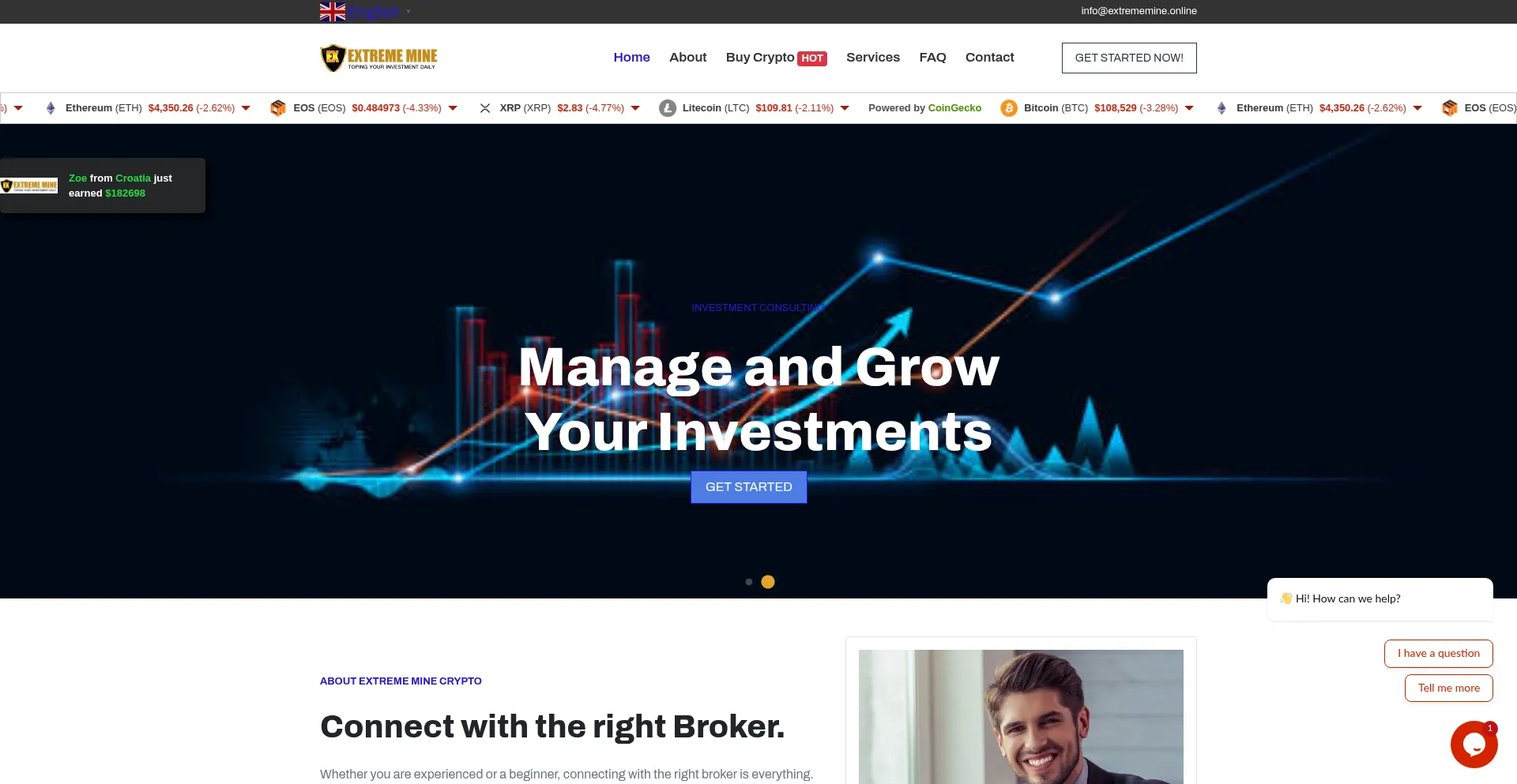 Website screenshot of Extrememine.online