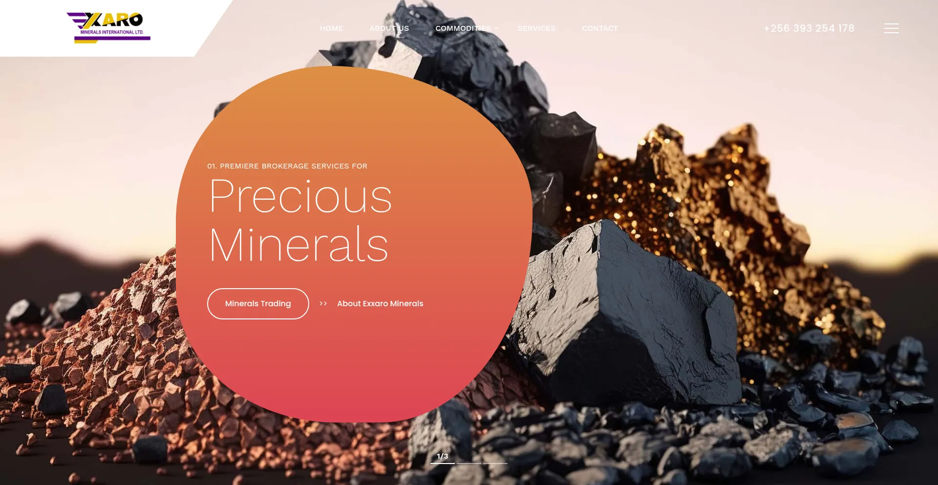 Website screenshot of Exxarominerals.com